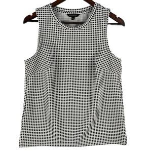 Banana Republic WMNS Sleeveless Shell Top M Black/White Gingham Check Crew Neck